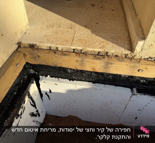 חומרי איטום על קיר חיצוני עם עץ וברגים